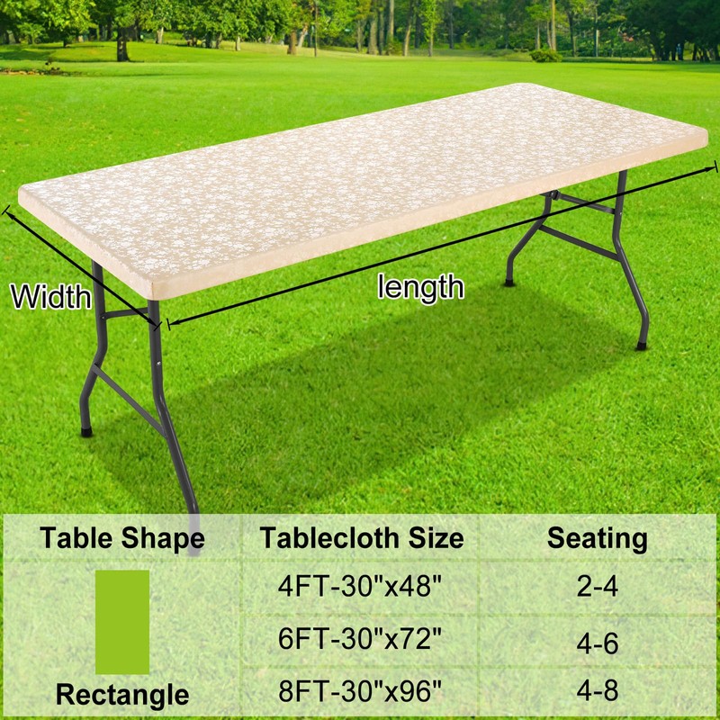 Smiry Heavy Duty Vinyl Fitted Tablecloths for 6 Foot Rectangle
