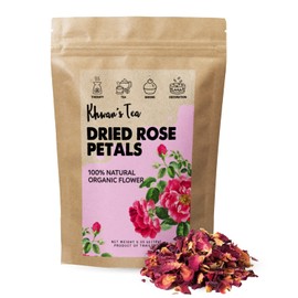 KHWAN'S TEA Premium Dried Rose Petals - Plant-based & Edible Flowers for Baking Decoration, Desserts, Syrup, DIY Crafts, Candle, Bath & Fragrant Soap - Herbal Tea, 0.35oz (10g)