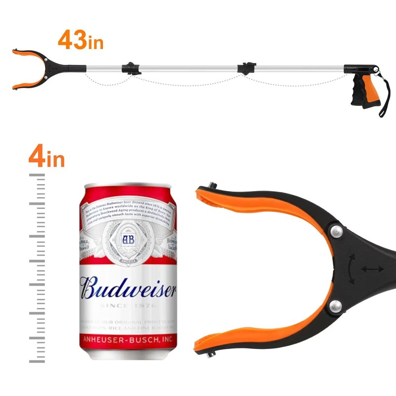 43" Extra Long Grabber Tool, Foldable Grabbers for Elderly Grab
