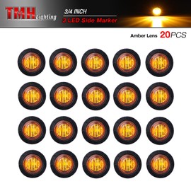 TMH (Pack of 20 3/4 Inch Mount Amber LED Clearance Bullet Marker lights, Side LED marker lights for trailer Truck RV Car Bus Van