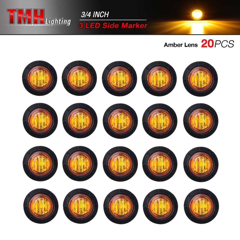 TMH (Pack of 20 3/4 Inch Mount Amber LED Clearance