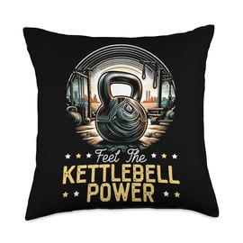 Kettlebell Workout Bodybuilding Fitness Journey Bodybuilder Throw Pillow