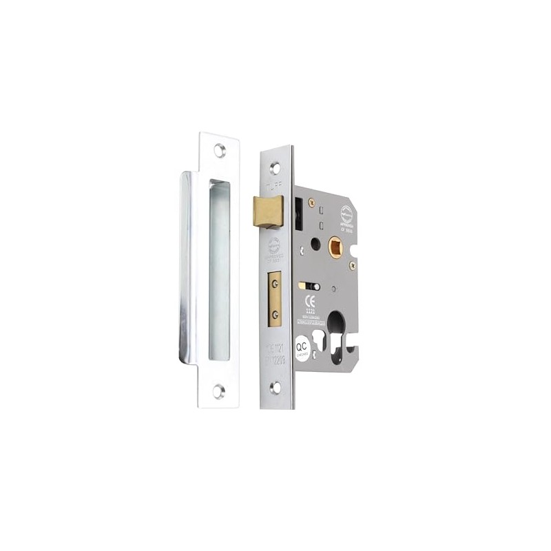 Infinity Decor Fire Rated Nickel Plated Euro Profile Mortice Sash