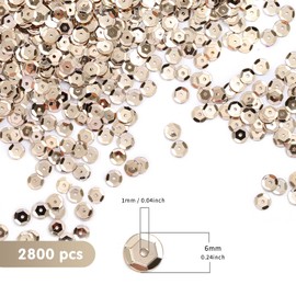 Naler 2800 Pieces 6MM Champagne Color Loose Cup Sequins, Iridescent Spangles for Sewing Embroidery, Crafts,Wedding, Christmas, Easter Decorations