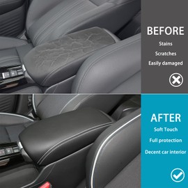 LOCOY Center Console Armrest Cover for Honda HRV Accessories 2023 2024 2025 2026, for HR-V Arm Rest Box Lid Protection Trim, Armrest Seat Leather Interior, Middle Console Liner (White Stitches)