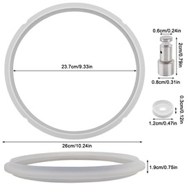Silikon-Dichtungsring für InstaPot 8 QT Duo, Duo Plus, Ultra, IP-DUO80 IP-LUX 8 Zubehör, transparent, 2 Stück