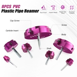 PVC Pipe Reamer Kit 8 PCS 3/4", 1/2", 1", 1-1/4", 1-1/2", 2", 3", 4" for SCH 40 CPVC & ABS Plastic Fittings – Fits 1/2" Drills with 3/8" Hex Shaft, Durable & Heavyduty for Exhaust, Drain & Water Pipe