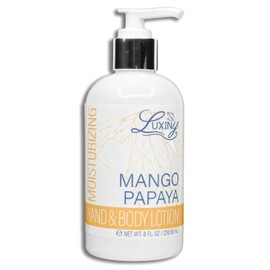 Daily Vegan Hand & Body Lotion for Dry Skin,Made with Jojoba Oil & Vitamin E, USA Made, Non Greasy Phthalate/Sulfate/Paraben Free & Cruelty-Free Formula, 8 oz (8 oz, Mango Papaya)