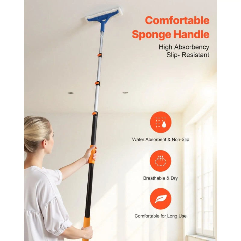 3.8-12 FT Telescopic Extension Pole Sturdy Aluminum Alloy Multi-Purpose Extendable
