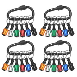 sourcing map 24PCS Keychain Aluminum Alloy Screwdriver Bits Holder Extension Bar Release Drill Screw Adapter Quick-Change Portable Lightweight for 1/4 in Hex Shank