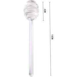 2Pcs Transparent 6" Glass Honey Dipper Sticks Stirring Sticks Server Honey Spoon Dipper Stirrer Honey Wand for Honey Pot Jar Containers Honey Dispense Drizzle, Clear Asparagus Servers Flatware，Servers