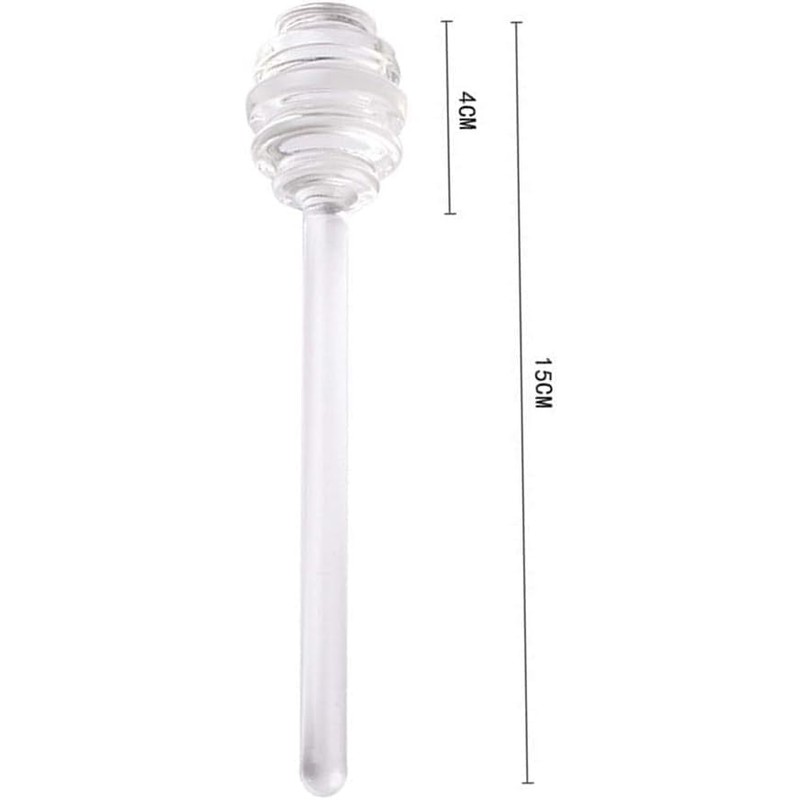 2Pcs Transparent 6" Glass Honey Dipper Sticks Stirring Sticks Server