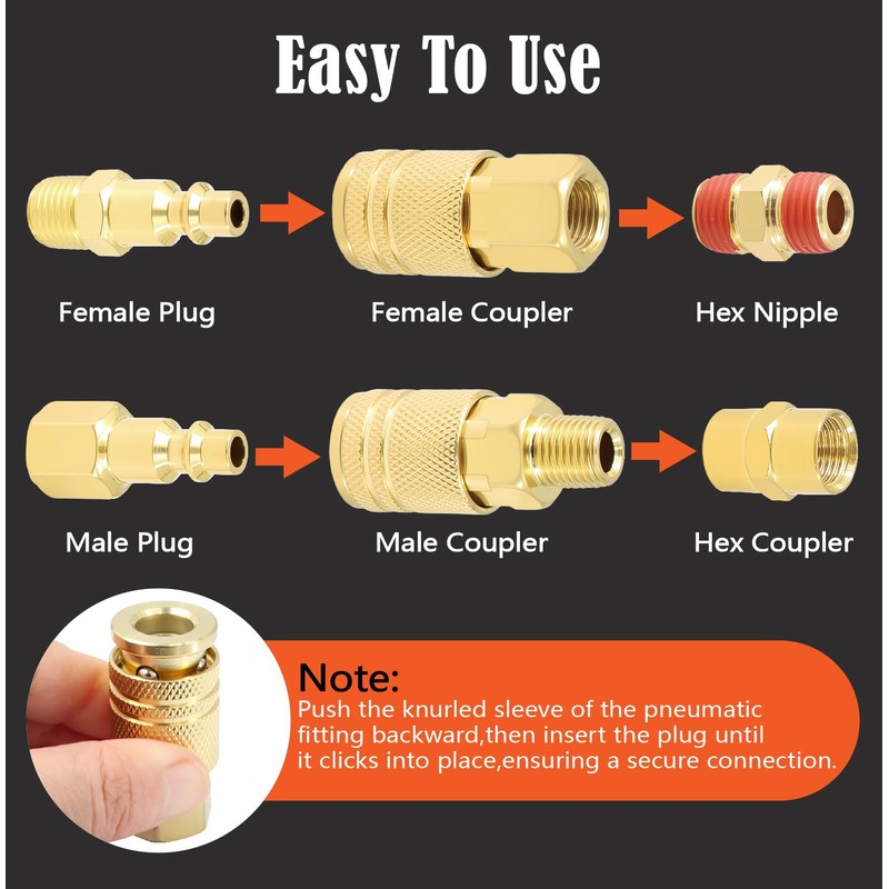 1/4" NPT Air Coupler and Plug Kit,48-Piece Industrial Quick Connect