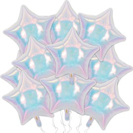 Iridescent Star Foil Balloons, 10 Pcs 18 Inch Stars Shape Foil Mylar Balloons for Birthdays, Weddings, Baby Showers Graduation Decorations