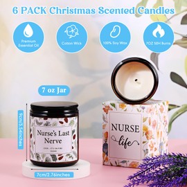 Fullhawl 6 Pack Nurse Gifts Scented Candles for Women 7oz Soy Wax Jar Candle Bulk with Gift Boxes for Registered New Future Practitioner Nurse Appreciation Week Christmas Birthday Graduation Gifts