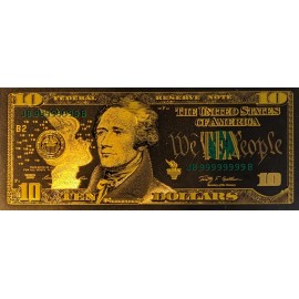 24K BLACK GOLD $10 Dollar Bill 2009 Series Collectible Novelty Gift Art