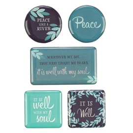 Christian Art Gifts Teal Refrigerator Magnets Well With My Soul Hymn Inspirational Fridge Magnet Mini Variety Set/5