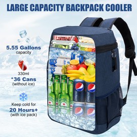 Backpack Cooler Insulated Leak Proof for Men Women 36 Cans Soft Cooler Backpack Insulated Waterproof Large Capacity Coolers Bag Portable for Lunch Camping Travel Picnic Hiking Blue