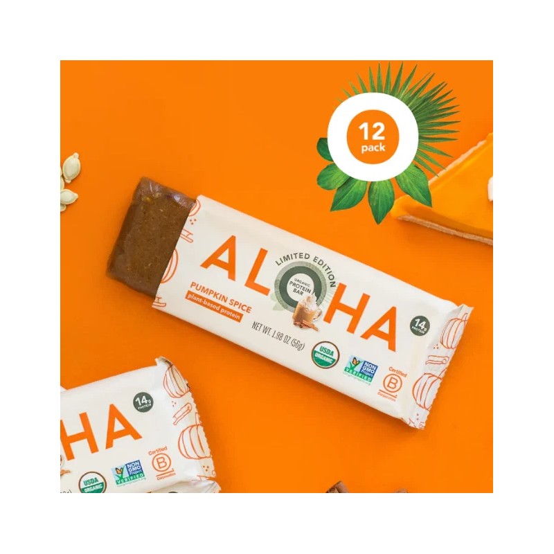 ALOHA Pumpkin Spice Protein Bars – 12 Count Vegan Gluten-Free