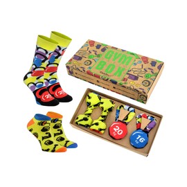 Rainbow Socks - Gym Socks Box - Women's Men's Funny Gym Socks - Novelty Gift for Fitness Fans and Trainers - Dumbbells Kettlebell - 2 Pairs, 1 x GymBox