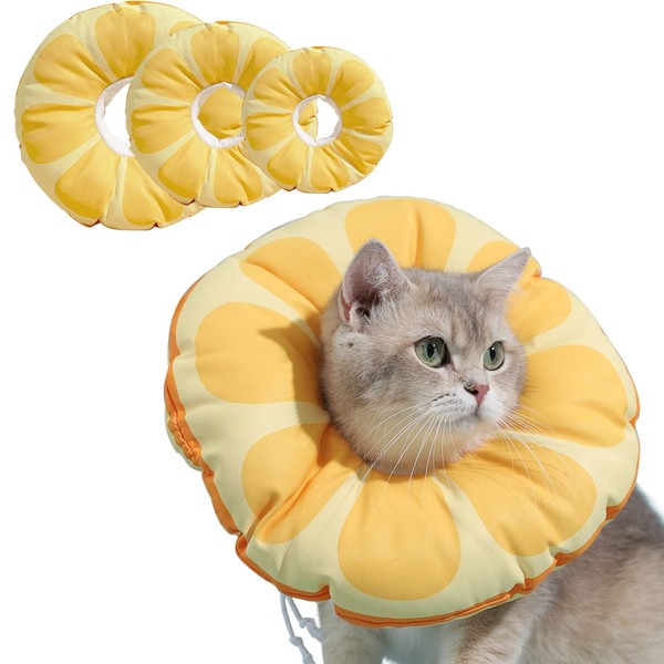 Soft Cat Cone Collar Waterproof Adjustable Pet Collar Cute Orange