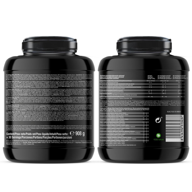 Weider Isolate Whey 100CFM 908 Gr - 100% Protein de