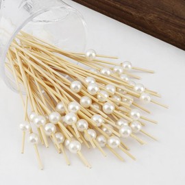 Cocktail Picks 200PCS, Toothpicks for Appetizers, Tooth Picks Wooden, 4.7 Inches Skewers Sticks for Fruit Drinks Food, Party Supplies White Pearl Bamboo Toothpicks Charcuterie Boards Accessories