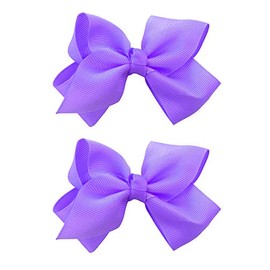 NYFASHION101 Toddlers' Girls' Smooth Grosgrain Ribbon Bow Alligator Clip, Lavender