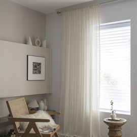 Boho Lace Curtains with Tassel 84 inch Curtains 2 Panel,Rod Pocket Vintage Bohemian Crochet Curtains Geometry Privacy Cream Sheer Curtains Drapes Farmhouse Curtains for Living Room Bedroom,Beige