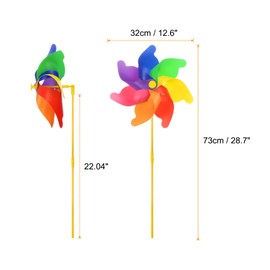 sourcing map Rainbow Pinwheels 28.7 Inch 7 Leaves Wind Plastic Windmill for Party Decorations Outdoor Decor Lawn Yard Garden Patio, Colorful