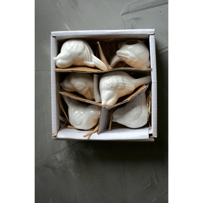 Creative Co-Op Set of 6 Ceramic Bird Figurine Home Decor