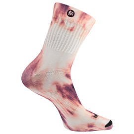 Merrell Men's and Women's Trail Running Lightweight Socks-Unisex Anti-Slip Heel and Breathable Mesh Zones, Mid Crew - Burgundy, Small-Medium