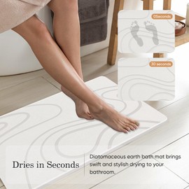 Jiloma Stone Bath Mat Diatomite Stone Mats for Bathroom Non-Slip Diatomaceous Earth Shower Mat Super Absorbent Bathroom Floor Mat Natural Easy to Clean(24 * 16 White)