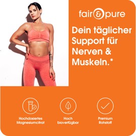Fair & Pure Magnesium Citrate 2350 mg Daily Dose, 120 Capsules, High Dose with 375 mg Magnesium, Dietary Supplement Vegan without Magnesium Stearate, Made in Germany