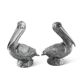 Vagabond House Pewter Pelicans Salt & Pepper Shakers Set Pair 4.5 inch Tall