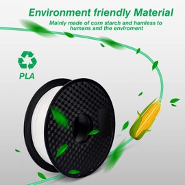 Kingroon PLA 3D Printer Filament, Dimensional Accuracy +/- 0.02 mm, 1 kg Spool(2.2lbs), 1.75 mm,White