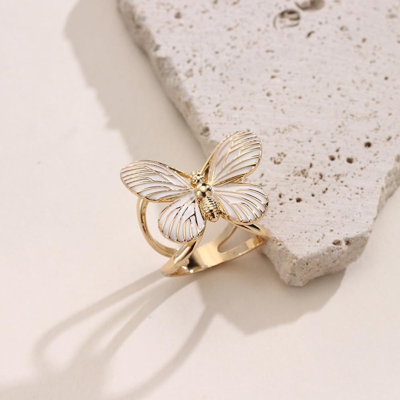 2PCS Bee and Butterfly Silk Scarf Ring Brooch Shawl Clips