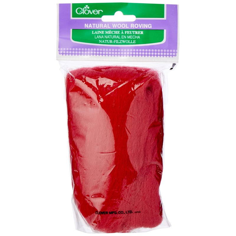 Clover Red Natural Wool Roving .3oz