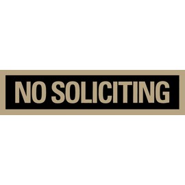 Headline Sign - Self-Stick Sign, "NO SOLICITING" Sign, 2 x 8 Inches, Black and Gold, Made in USA (9369)