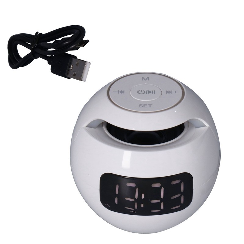 Multifunctional Bluetooth 5.0 Alarm Clock Speaker Rechargeable Ball Shape Portable