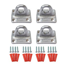 QCAA Cast Solid Brass Staple Pad Plate, Hook Loop, L:1-9/16" x W:1-9/16" x H:1-1/8", Chrome Plated, 4 Pack, Made in Taiwan