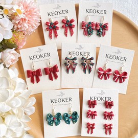 KEOKER Bow Clay Cutters, Christmas Polymer Clay Cutters, 6 Shapes Ribbon Clay Cutter for Polymer Clay Jewelry, Spring Polymer Clay Earring Cutters, Polymer Clay Cutters Christmas