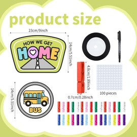 Tenceur 41 Pcs How We Get Home Clip Chart for Classroom Management Students Transportation Manage Chart with Clips Ribbon and Adhesive Dots Back to School Teacher Must Have Supplies for Class School