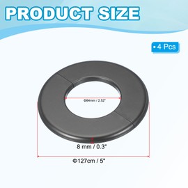 PATIKIL Wall Split Flange 2.52"/64mm, 4Pcs ABS Round Self-Adhesive Escutcheon Plate Cover Buckle for Water Pipe Faucet Decoration, Grey