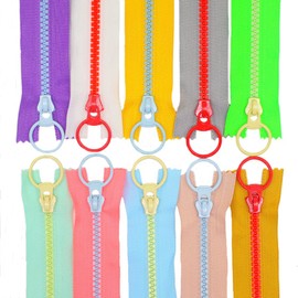 YaHoGa - 10 cremalleras de plástico de 45 cm #5 con anillo de elevación, cierre de cierre, para manualidades, bolsas de costura, prendas de vestir, cremalleras de resina (18 pulgadas C/E)
