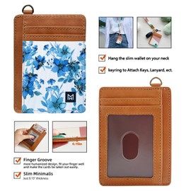 MOGEWOE Credit Card Holder Wallet for Women Slim Minimalist Wallet RFID Blocking Leather Wallets Elastic Front Pocket Wallet for Women