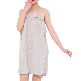 IBLUELOVER Women Absorbent Bath Towel Wrap Tube Top Strapless Bathrobe Quick Dry Cotton Dressing Gown Bath Skirt Soft Bath Robes Beach Spa Hotel Lady Girls Wearable Bowknot Pocket Design Free Size