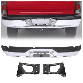 KUAFU Rear Step Bumper Assembly Compatible with 2005-2011 Dodge Ram Dakota 2006-2009 Mitsubishi Raider Replacement for 55077653AE CH1103113 W/Step pad W/Lights Steel & Plastic Powder Coated+Chrome