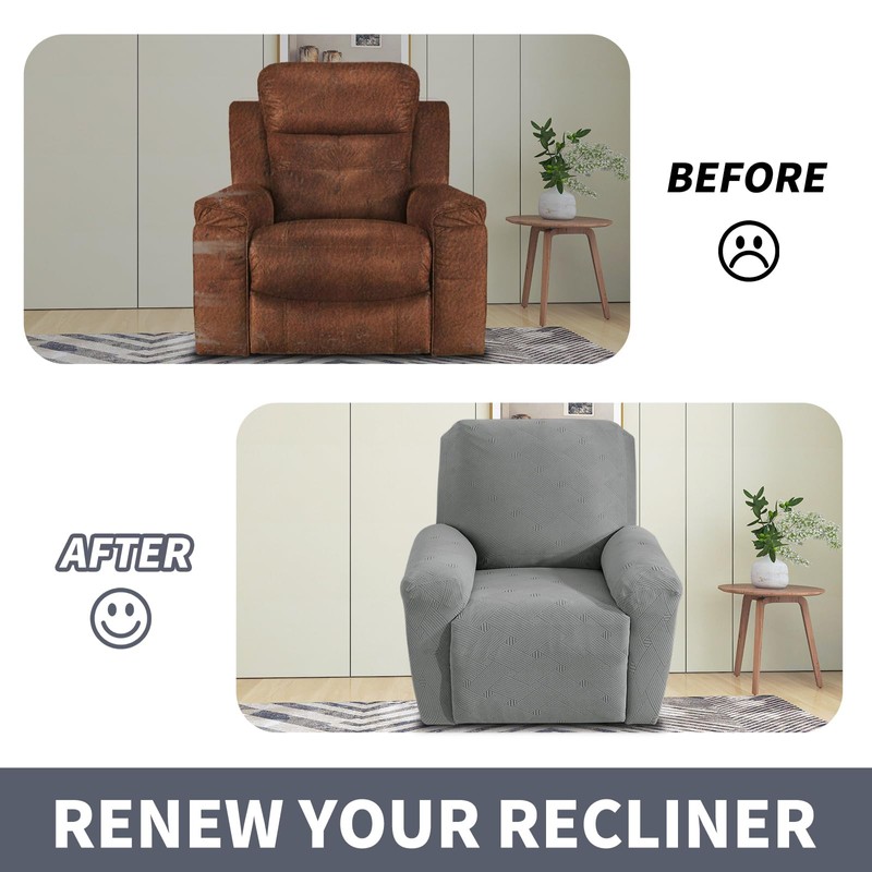JIVINER Recliner Chair Covers, Jacquard 3 Piece Slipcovers for Recliner