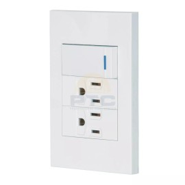 Volteck PA-APCO-E3B Armored plate 1 switch, 2 contacts, 1mod, Spanish, white